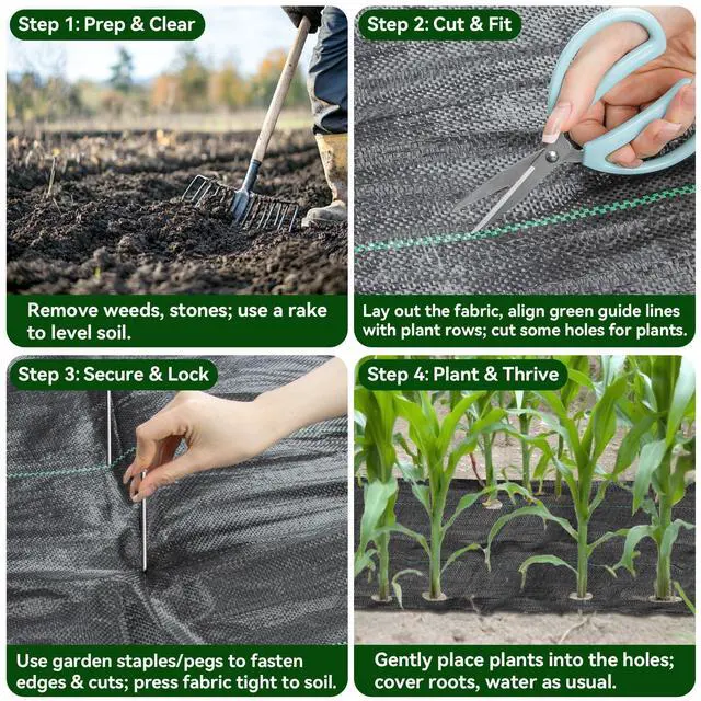 Alt view image 4 of 7 - RAINFLOW Weed Barrier Fabric - Heavy Duty Landscape Fabric, 3.2 x 16.4 ft