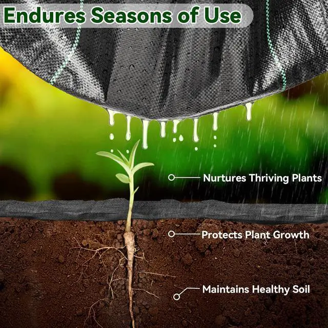 Alt view image 5 of 7 - RAINFLOW Weed Barrier Fabric - Heavy Duty Landscape Fabric, 3.2 x 16.4 ft