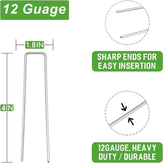 Alt view image 2 of 7 - Petgrow 6 Inch Garden Stakes Galvanized Landscape Staples,11 Gauge