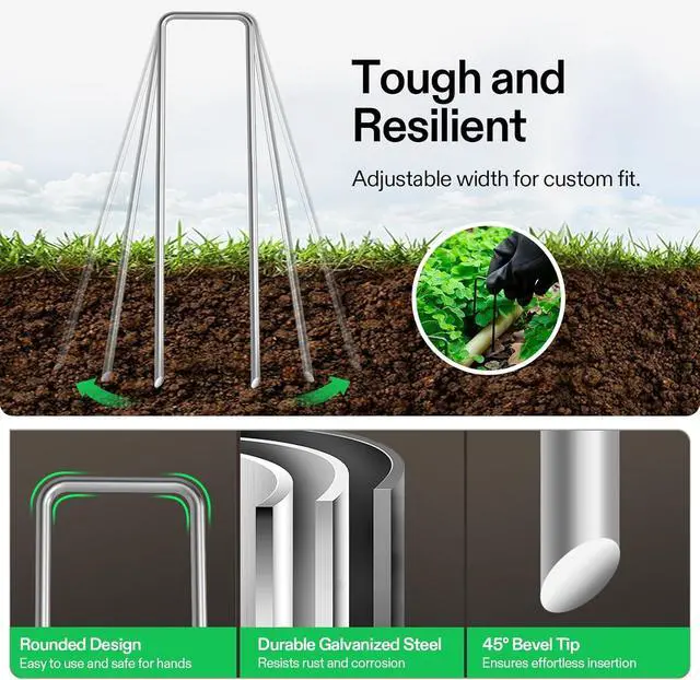 Alt view image 3 of 7 - Petgrow 6 Inch Garden Stakes Galvanized Landscape Staples,11 Gauge