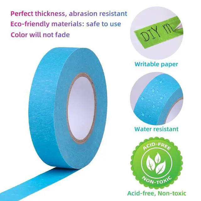 Alt view image 4 of 6 - Colored Masking Tape, Rainbow Colors Painters Tape Colorful Craft Art Paper Tape for Labeling Arts Crafts DIY Decorative Coding Decoration Teaching Supplies, 12 Rolls, 0.6Inch Wide x 25Yards Long