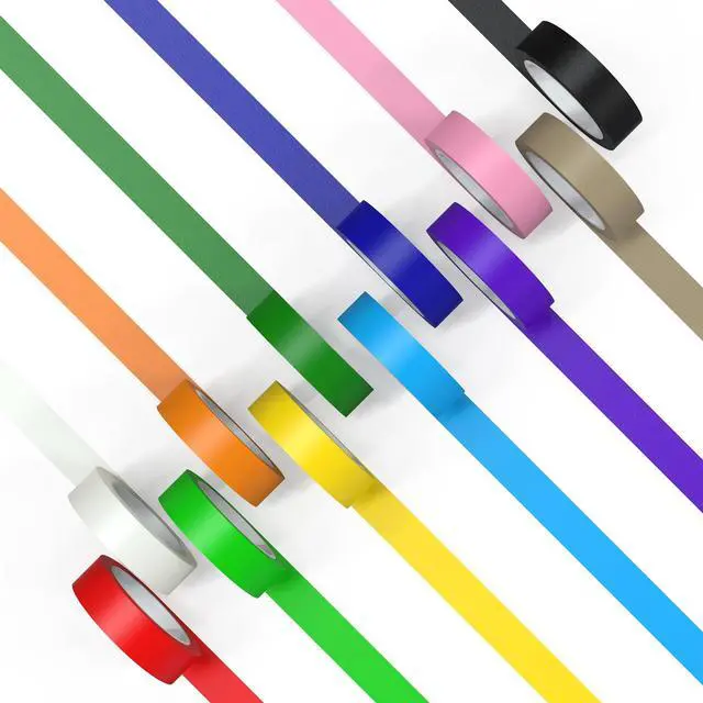 Main image of CHIYUNS Colored Masking Tape, Color Painters Tape for Kids, 12 Rolls 2/3 inch Wide x 14 Yards Each, Colorful Paper Tapes Rainbow Colors for Labeling Packing, Painter Tape Variety Pack, Craft Tape