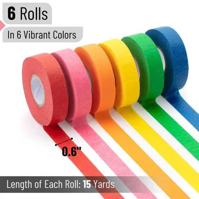 Alt view image 2 of 7 - Mr. Pen- Colored Masking Tape, 0.6" x 15 Yards, 6 Pack