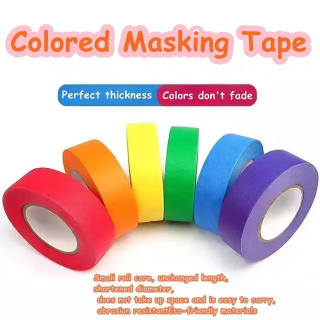 Alt view image 4 of 7 - 6 Rolls Colored Masking Tapecolored painters tape0.6" x14.3Yard Drafting Tape,Colored Painters Tape for Arts and CraftsLabeling Tape, Paper Tape,DIY Decorative Coding Decoration Teaching Supplies