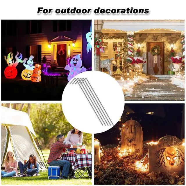 Alt view image 6 of 7 - FEED GARDEN 7 Inch Tent Stakes 18 Pack Yard Inflatable Stakes for Outdoor Decorations Metal Pegs Heavy Duty Garden Hooks Camping Tent Spikes for Canopies, Tarp and Outdoor Christmas Decorations