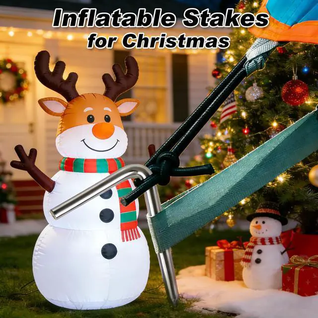 Alt view image 7 of 7 - FEED GARDEN 7 Inch Tent Stakes 18 Pack Yard Inflatable Stakes for Outdoor Decorations Metal Pegs Heavy Duty Garden Hooks Camping Tent Spikes for Canopies, Tarp and Outdoor Christmas Decorations