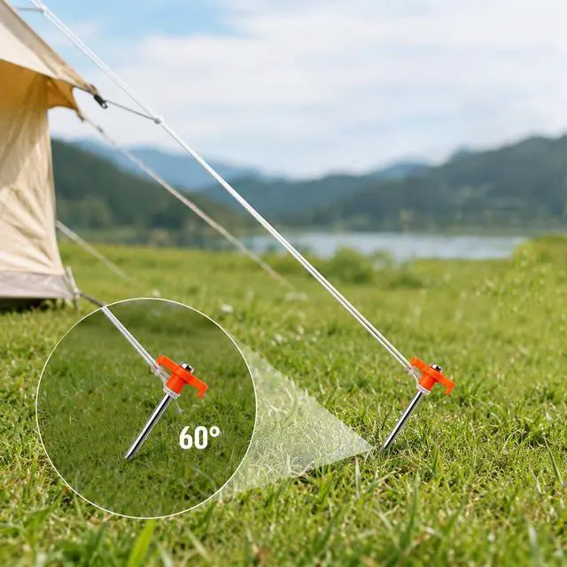 Alt view image 5 of 7 - Fcviacy 7.1IN Heavy Duty Tent Stakes, 10 Pack Rust Resistant Galvanized Steel Ground Stakes with High Visibility Orange T-Head for Camping Tents, Tarps & Canopies