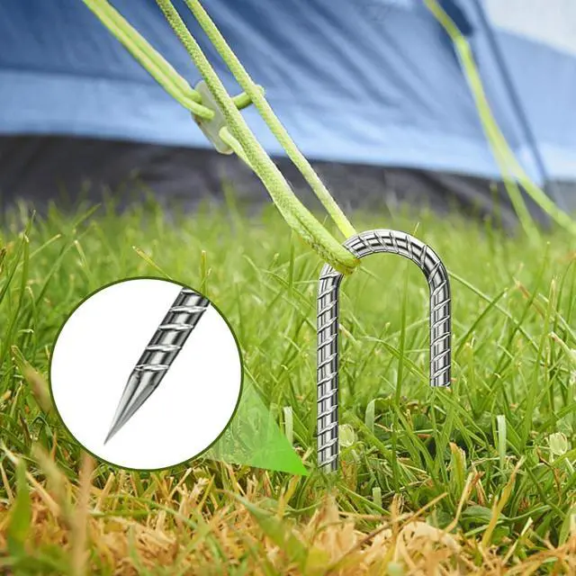 Alt view image 3 of 6 - Rebar-Stakes-12-Inch, Ground Stakes Heavy Duty J-Hook Galvanized Anti-Rust Heavy Duty Ground Anchors for Garden Dog Fence Chicken Coop Christmas Decorations Deer Fence 4pcs