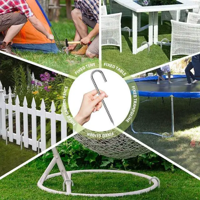 Alt view image 6 of 6 - Rebar-Stakes-12-Inch, Ground Stakes Heavy Duty J-Hook Galvanized Anti-Rust Heavy Duty Ground Anchors for Garden Dog Fence Chicken Coop Christmas Decorations Deer Fence 4pcs