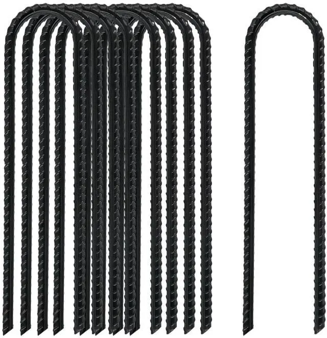 Main image of 8 Inch Rebar Stakes Heavy Duty, 10 Pack Garden Stake U-Hook, Electrostatic Rust Proof Metal Stakes for Tent, Landscape,Outdoor Decorations, Fabric Ground Cover, Tube Fixing