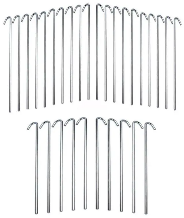Main image of 9 inch 30-Piece Galvanized Steel Tent Pegs-Garden Stakes, Silver Steel