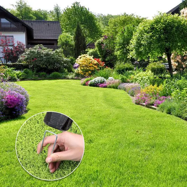 Alt view image 3 of 5 - 24 Pack Garden Stakes, U-Shaped Tent Stakes, Galvanized Landscape Staples, Ground Stakes, for Landscaping Securing Weed Barrier Fabric, Irrigation Tubing, Holding Fence, Tarpaulin