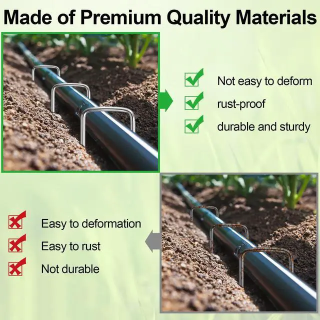 Alt view image 4 of 5 - 24 Pack Garden Stakes, U-Shaped Tent Stakes, Galvanized Landscape Staples, Ground Stakes, for Landscaping Securing Weed Barrier Fabric, Irrigation Tubing, Holding Fence, Tarpaulin
