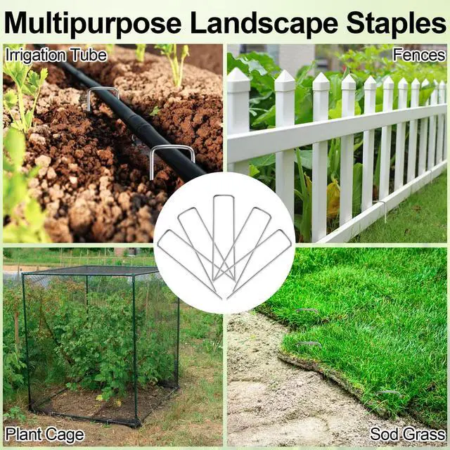 Alt view image 5 of 5 - 24 Pack Garden Stakes, U-Shaped Tent Stakes, Galvanized Landscape Staples, Ground Stakes, for Landscaping Securing Weed Barrier Fabric, Irrigation Tubing, Holding Fence, Tarpaulin