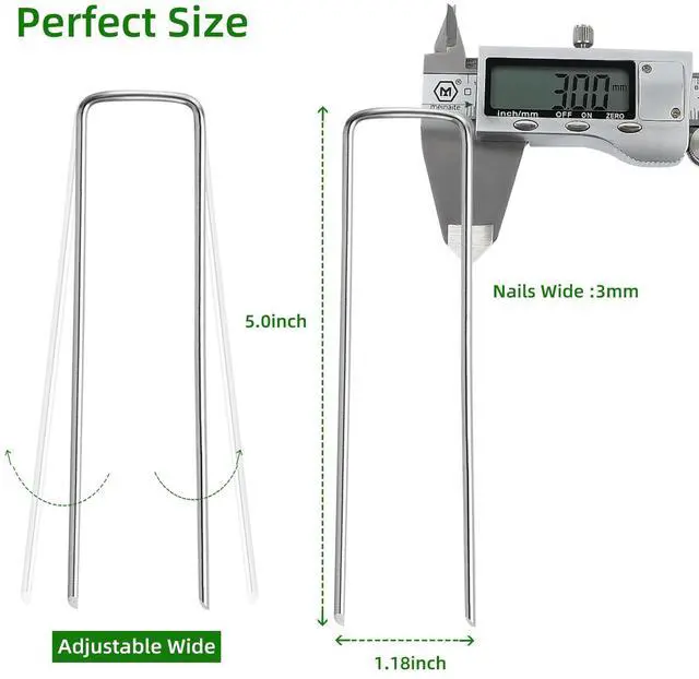 Alt view image 3 of 7 - Luijnbn 30 Pack Lawn Staples, Premium Garden Landscape Staples, Galvanized Heavy-Duty Gauge Stakes, U-Shaped Tent Stakes, Anti-Rust Fence Netting Pins Ground Spikes, Sod Pins
