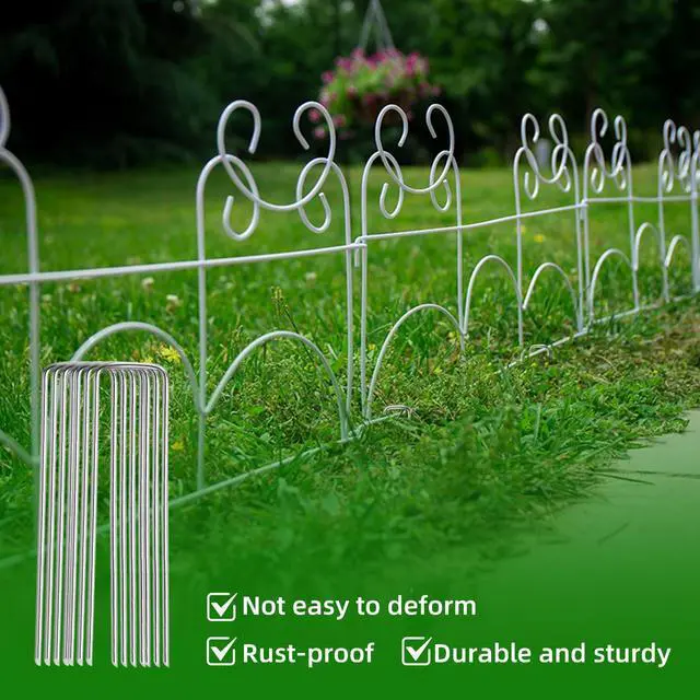 Alt view image 4 of 7 - Luijnbn 30 Pack Lawn Staples, Premium Garden Landscape Staples, Galvanized Heavy-Duty Gauge Stakes, U-Shaped Tent Stakes, Anti-Rust Fence Netting Pins Ground Spikes, Sod Pins