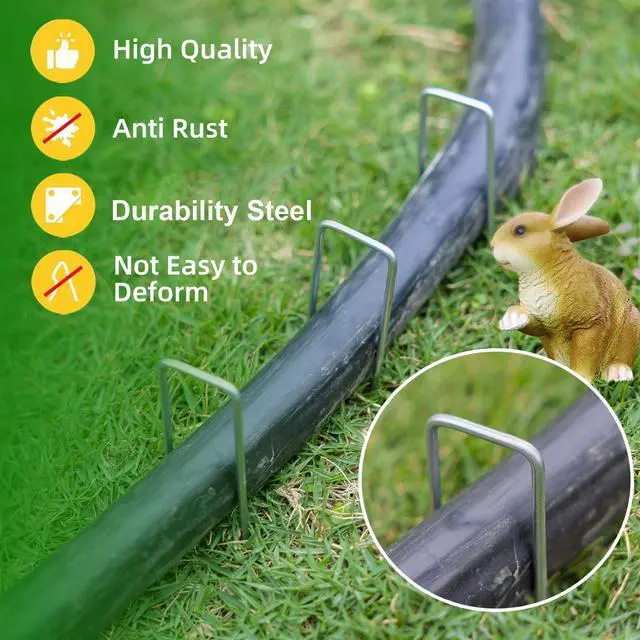 Alt view image 5 of 7 - Luijnbn 30 Pack Lawn Staples, Premium Garden Landscape Staples, Galvanized Heavy-Duty Gauge Stakes, U-Shaped Tent Stakes, Anti-Rust Fence Netting Pins Ground Spikes, Sod Pins