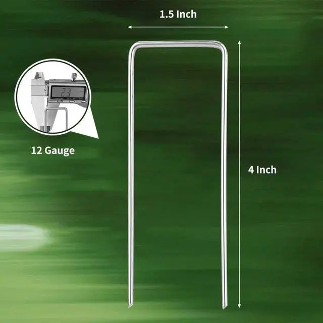 Alt view image 2 of 7 - PSISO 57 Pack 4 Inch Galvanized U-Shaped Garden Stakes Landscape Staples, 12 Gauge Heavy Duty Tent Stakes Ground Yard Lawn Pins for Landscaping, Weed Barrier Fabric, Fencing, Outdoor Decor