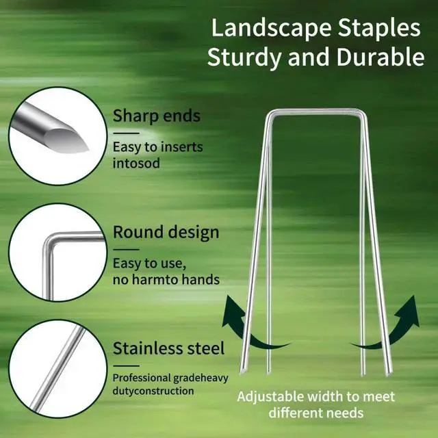 Alt view image 3 of 7 - PSISO 57 Pack 4 Inch Galvanized U-Shaped Garden Stakes Landscape Staples, 12 Gauge Heavy Duty Tent Stakes Ground Yard Lawn Pins for Landscaping, Weed Barrier Fabric, Fencing, Outdoor Decor