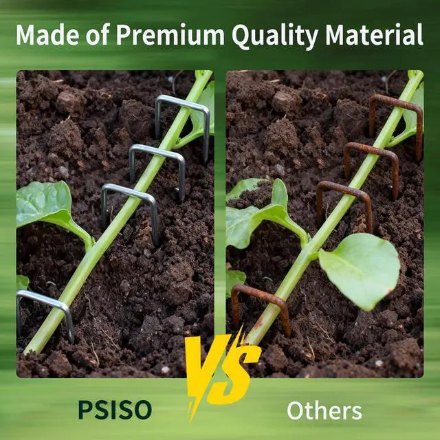 Alt view image 5 of 7 - PSISO 57 Pack 4 Inch Galvanized U-Shaped Garden Stakes Landscape Staples, 12 Gauge Heavy Duty Tent Stakes Ground Yard Lawn Pins for Landscaping, Weed Barrier Fabric, Fencing, Outdoor Decor