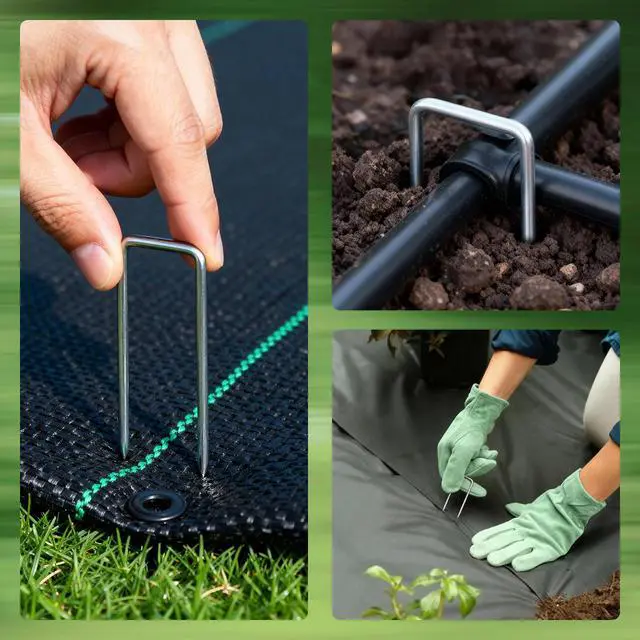 Alt view image 7 of 7 - PSISO 57 Pack 4 Inch Galvanized U-Shaped Garden Stakes Landscape Staples, 12 Gauge Heavy Duty Tent Stakes Ground Yard Lawn Pins for Landscaping, Weed Barrier Fabric, Fencing, Outdoor Decor