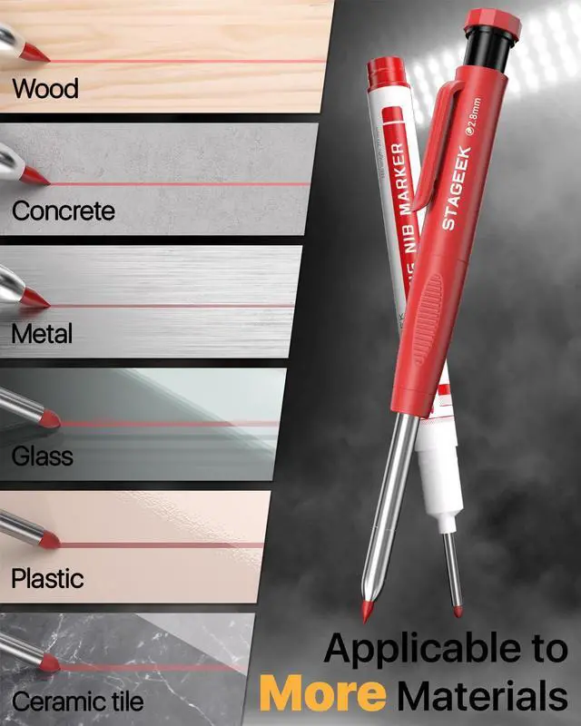 Alt view image 3 of 7 - STAGEEK 2.8mm Carpenter Pencils with Sharpener, 2-Pack, Storage Case