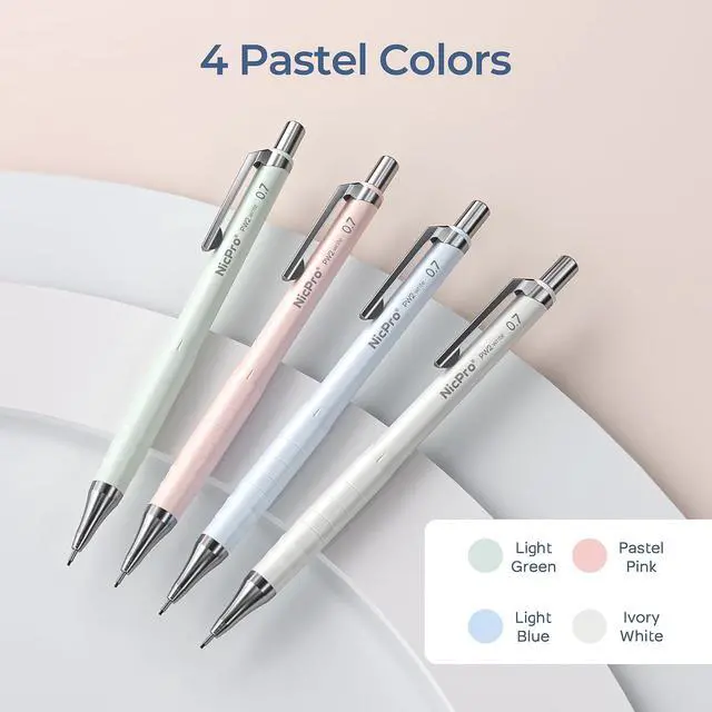 Alt view image 3 of 7 - Nicpro Cute Mechanical Pencil Set, 4PCS 0.7mm Pastel Drafting Pencils