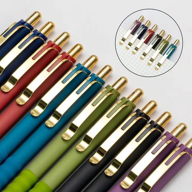 Alt view image 3 of 7 - Linbsunne Ballpoint Pens Black Medium Point 1mm Pen with Super Soft Grip Ball Point Pen for Men Women Retractable Pens (Vintage-12 pcs)