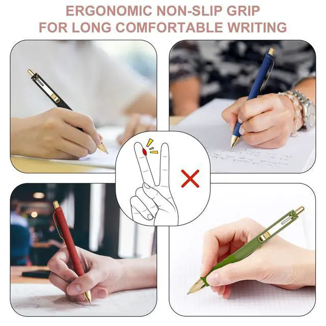 Alt view image 4 of 7 - Linbsunne Ballpoint Pens Black Medium Point 1mm Pen with Super Soft Grip Ball Point Pen for Men Women Retractable Pens (Vintage-12 pcs)