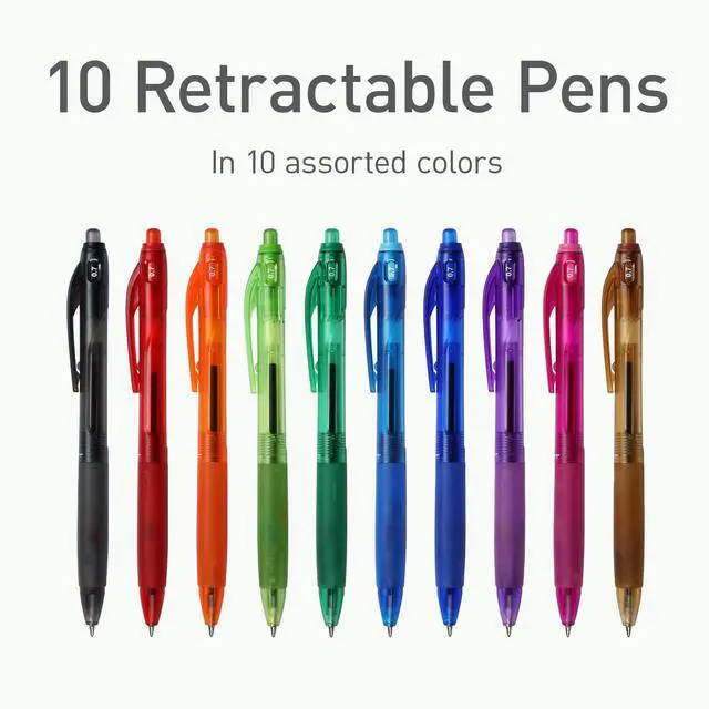 Alt view image 3 of 7 - Pentonic B-RT Retractable Ballpoint Pens, 10 Count, 10 Colors Tip, 0.7 mm Fine Point, Ergonomic Grip, Smooth Writing For Journaling, Pens for School & the Office (1017265)