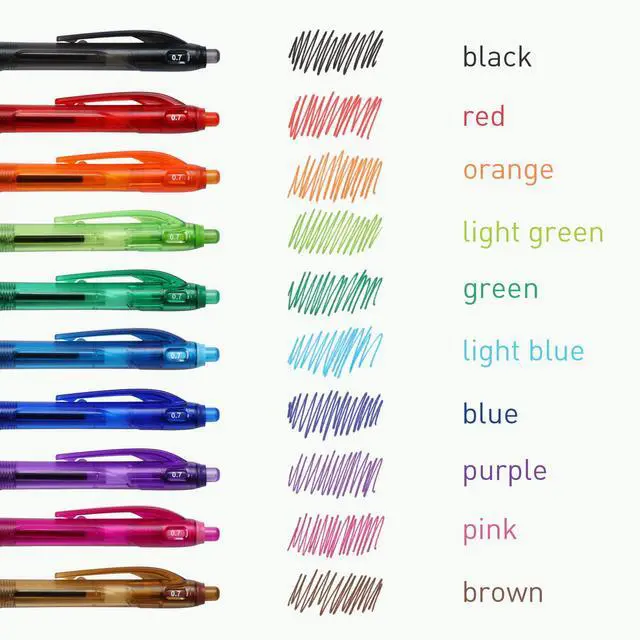 Alt view image 7 of 7 - Pentonic B-RT Retractable Ballpoint Pens, 10 Count, 10 Colors Tip, 0.7 mm Fine Point, Ergonomic Grip, Smooth Writing For Journaling, Pens for School & the Office (1017265)