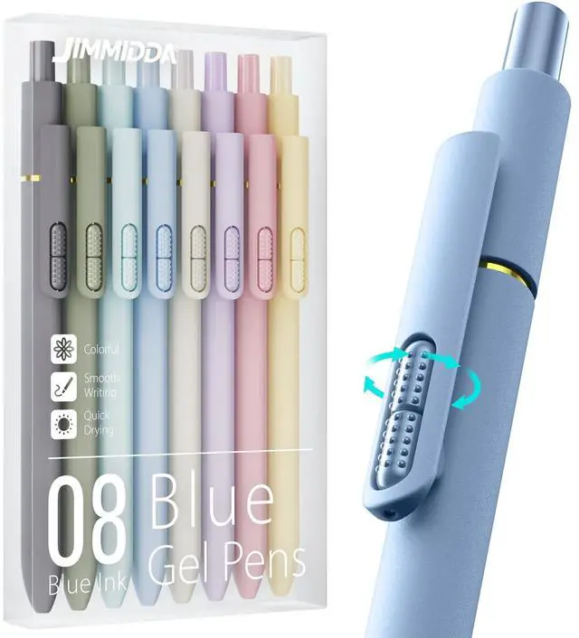 Main image of JIMMIDDA 8 Pack Blue Gel Pens with Fidget, 0.7mm Blue Ink Quick-Drying