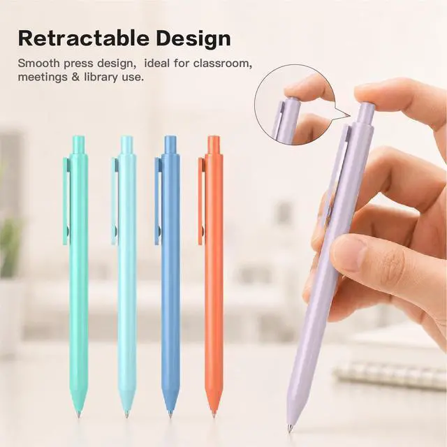 Alt view image 3 of 7 - WY WENYUAN 12-Pcs Ballpoint Pens, Comfortable Writing Pens, Pastel Retractable Pretty Journaling Black Ink Medium Point 1.0 mm Gift Pen, Cute Pens Office Supplies for Women