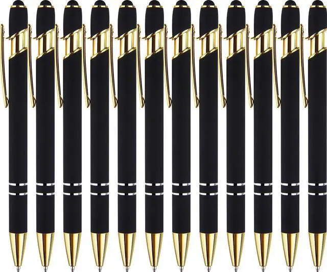 Main image of LINFANC 12 Pack Nice Black Pens Ballpoint Pens Stylus Pen for Touchscreen