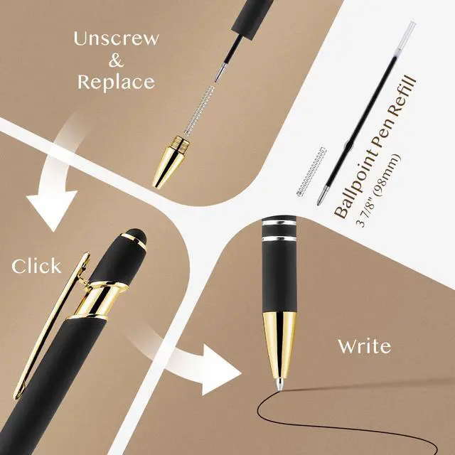 Alt view image 3 of 7 - LINFANC 12 Pack Nice Black Pens Ballpoint Pens Stylus Pen for Touchscreen
