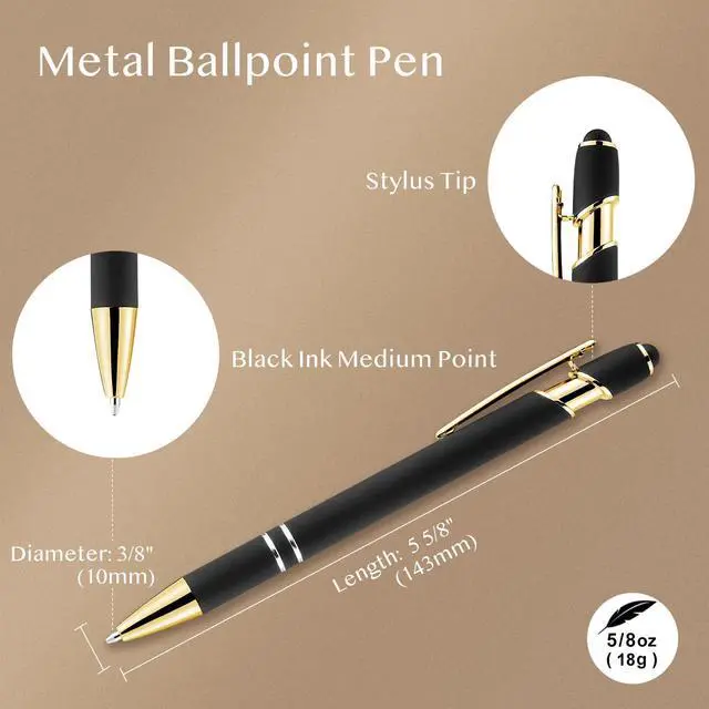 Alt view image 2 of 7 - LINFANC 12 Pack Nice Black Pens Ballpoint Pens Stylus Pen for Touchscreen