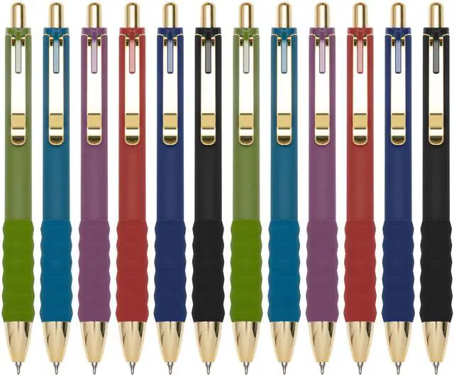 Main image of Linbsunne Gel Pens Black Ink Pen 0.5mm fine Point Pens Smooth Writing Retractable Office Supplies (Vintage-12 pcs)
