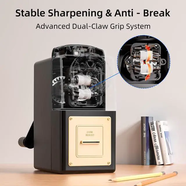 Alt view image 4 of 7 - ZMOL Heavy Duty Manual Hand Crank Pencil Sharpener, Desktop, Black