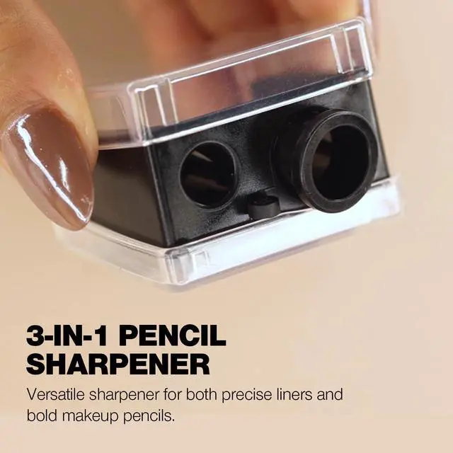 Alt view image 2 of 7 - Palladio Double Barrel 3 in 1 Cosmetic Pencil Sharpener, Stainless Steel