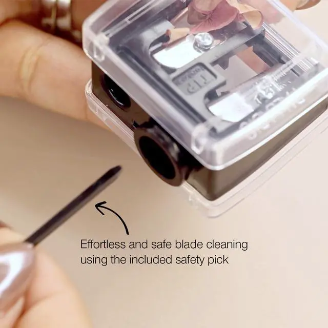 Alt view image 5 of 7 - Palladio Double Barrel 3 in 1 Cosmetic Pencil Sharpener, Stainless Steel