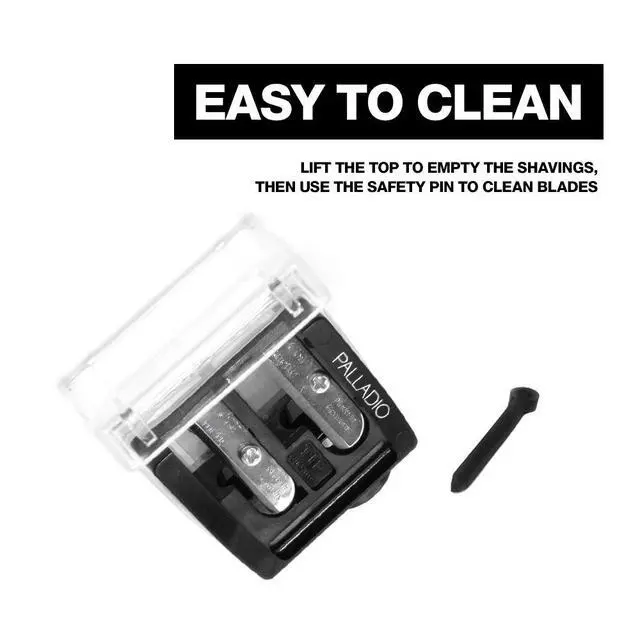 Alt view image 7 of 7 - Palladio Double Barrel 3 in 1 Cosmetic Pencil Sharpener, Stainless Steel