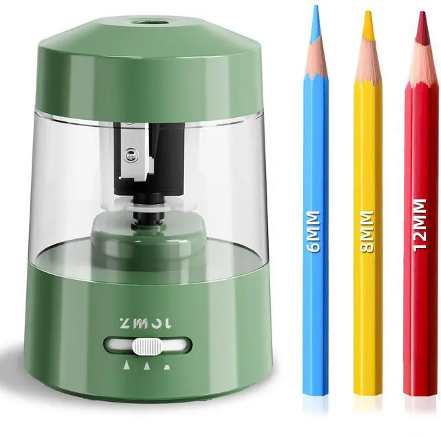 Main image of ZMOL Electric Pencil Sharpener Battery Powered, 6-12mm Jumbo Pencils,Green
