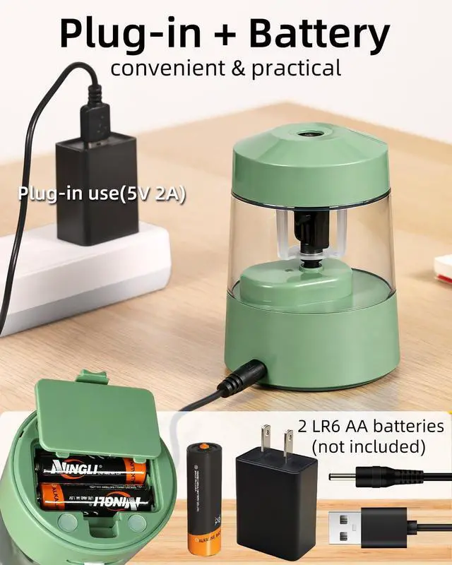 Alt view image 4 of 7 - ZMOL Electric Pencil Sharpener Battery Powered, 6-12mm Jumbo Pencils,Green