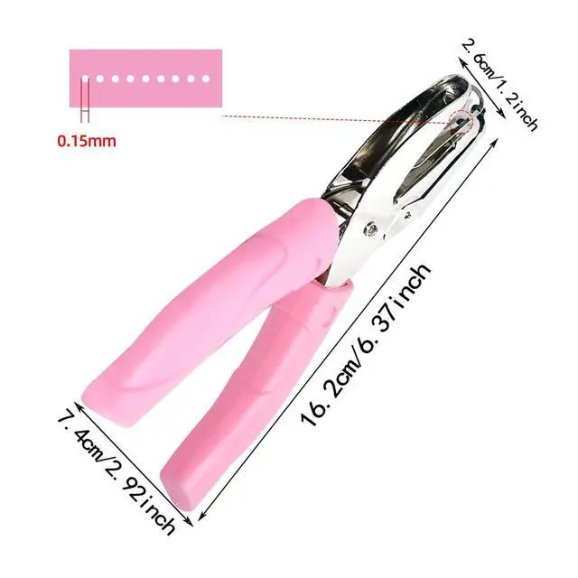 Alt view image 2 of 7 - Handheld Hole Paper Punch Puncher for Craft Paper Tags Clothing Ticket DIY Scrapbook Tool, with Pink Soft Handheld Grip (Small Circle 1/16 inch)
