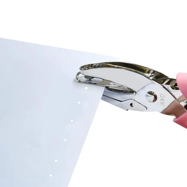 Alt view image 4 of 7 - Handheld Hole Paper Punch Puncher for Craft Paper Tags Clothing Ticket DIY Scrapbook Tool, with Pink Soft Handheld Grip (Small Circle 1/16 inch)