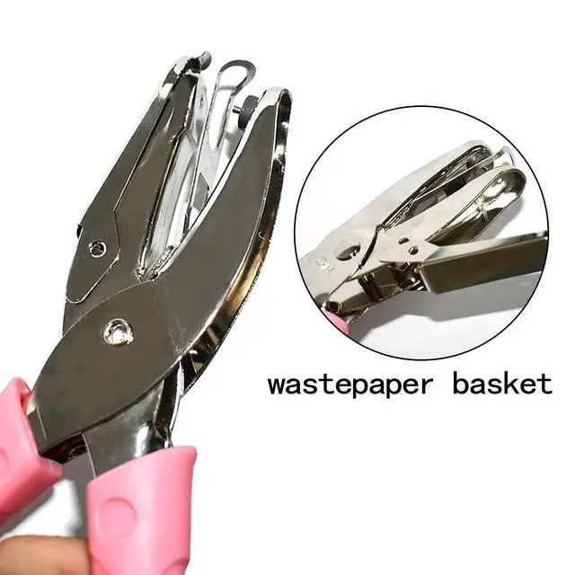Alt view image 6 of 7 - Handheld Hole Paper Punch Puncher for Craft Paper Tags Clothing Ticket DIY Scrapbook Tool, with Pink Soft Handheld Grip (Small Circle 1/16 inch)