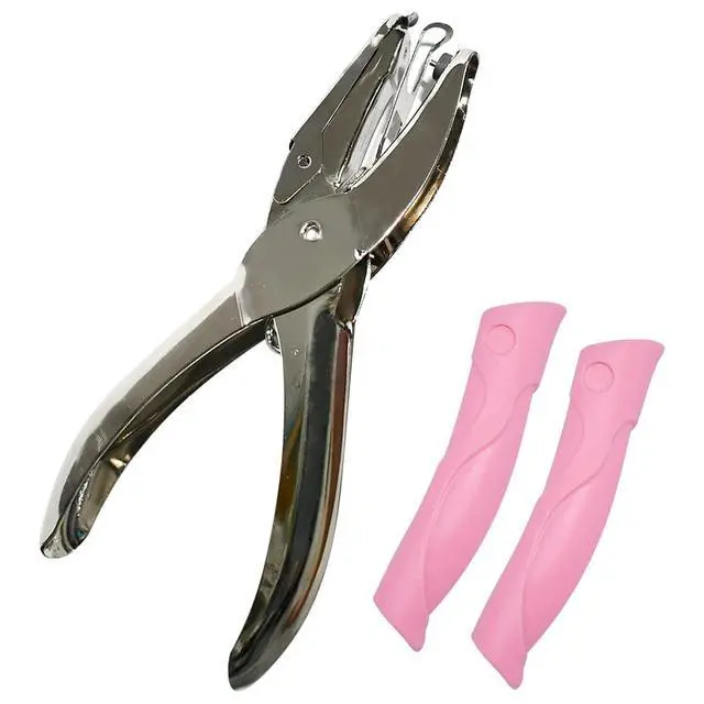 Alt view image 5 of 7 - Handheld Hole Paper Punch Puncher for Craft Paper Tags Clothing Ticket DIY Scrapbook Tool, with Pink Soft Handheld Grip (Small Circle 1/16 inch)