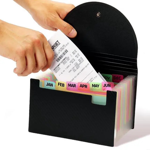 Main image of H4D Coupon Receipt Holder, 13 Pocket Accordion File Organizer, 7x4.5 Inches, Black