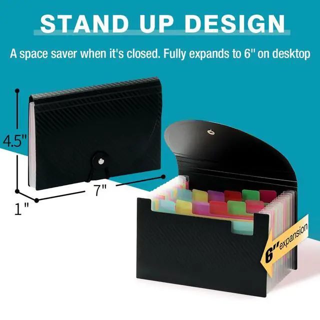 Alt view image 2 of 7 - H4D Coupon Receipt Holder, 13 Pocket Accordion File Organizer, 7x4.5 Inches, Black