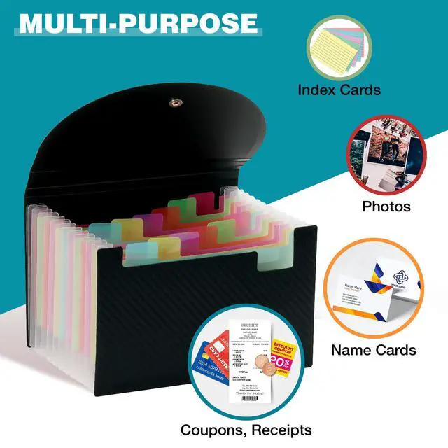 Alt view image 5 of 7 - H4D Coupon Receipt Holder, 13 Pocket Accordion File Organizer, 7x4.5 Inches, Black